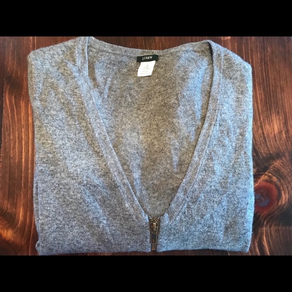 J Crew Cardigan Women's Size Small Zipper Pockets Grey